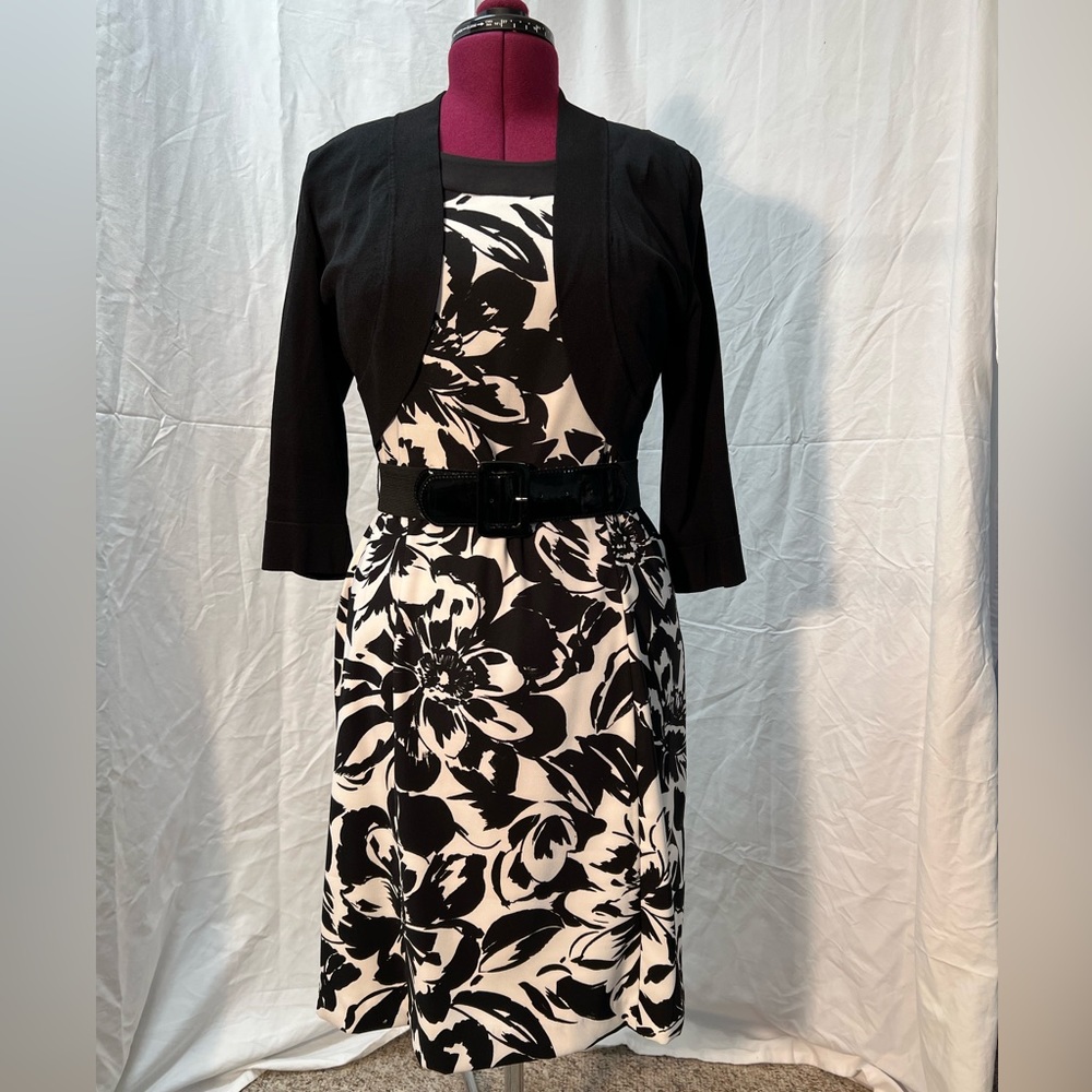 Jessica Howard black and white floral dress size 14